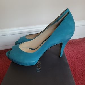 Enzo Angiolini Suede Peeptoe Pumps